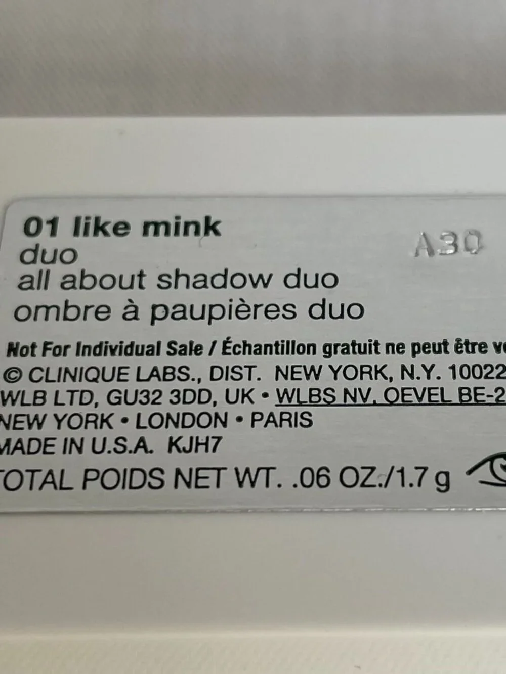 NEW Clinique All About Shadow Duo 01 Like Mink Neutral Eyeshadow Palette